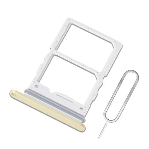 Eonpam Dual SIM Ranura para Samsung Galaxy Z Flip6 Reemplazo del Soporte de la Bandeja de la Tarjeta SIM + Sim Pin(Amarillo)