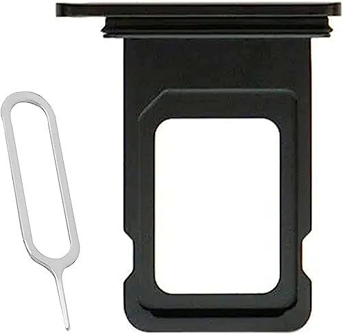 GORILLAPLANET Soporte de ranura para tarjeta SIM de repuesto compatible con iPhone 12 Pro / 12 Pro Max (versión de tarjeta única) + pin de expulsión de bandeja de tarjeta SIM (negro)