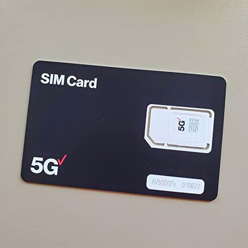 Verizon 5G y 4G LTE Wireless SIM Card Triple Cut 3 tamaños (3 en 1) Nano / Micro / Tamaños estándar (4FF / 3FF / 2FF) (BULKSIM5G-SA-A) completo con SimBros Simkey Bundle (1)