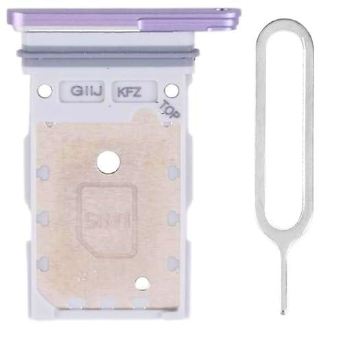 iReplaceParts - Bandeja SIM de repuesto con ranura de doble ranura de goma con bandeja SIM para Samsung S21 FE SM-G990 (morado)