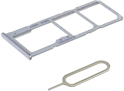 Lazyouth Ranura de repuesto para bandeja de tarjeta SIM dual compatible con Samsung Galaxy A51 A515 A515F de 6.5 pulgadas con pin de expulsión (blanco)