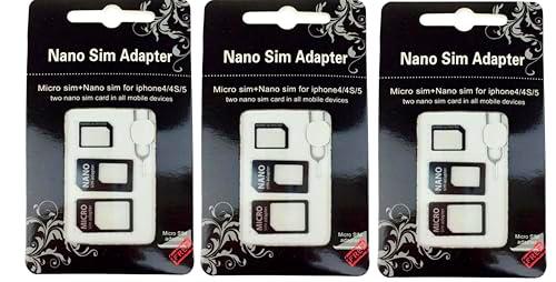 FLLAGG20 3X Kit Adaptador Tarjeta Sim Movil Card 4 en 1 (Nano a Micro
