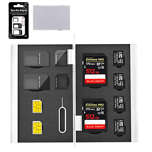 BLUECRAFT - Funda para tarjeta SIM/SD 2 en 1, capacidad máxima de 12 ranuras