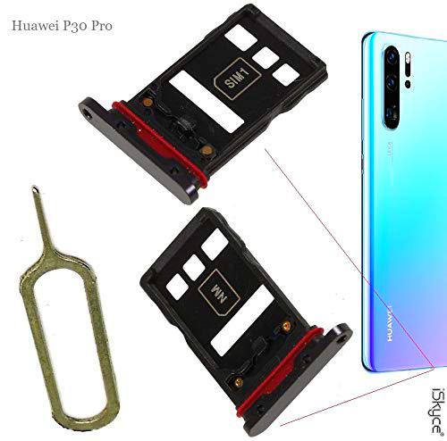 iSkyce Cajón de Meseta Nano Sim y Tarjeta SD para Huawei P30 Black Pro teléfono