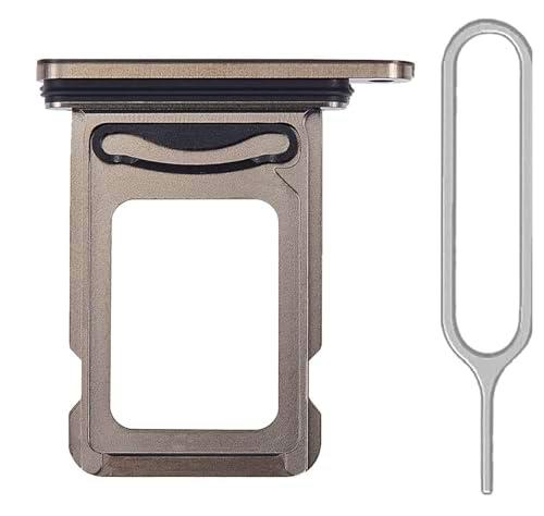 iReplaceParts - Bandeja SIM de repuesto para doble ranura SIM con herramienta de expulsión de bandeja SIM para iPhone 15 Pro (61 pulgadas) y iPhone 15 Pro Max (6.7 pulgadas) (negro)
