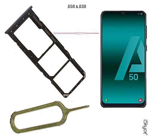 iSkyce 1 Bandeja de cajón Doble Tarjeta Nano sim y SD Negro para Samsung Galaxy A50- A30