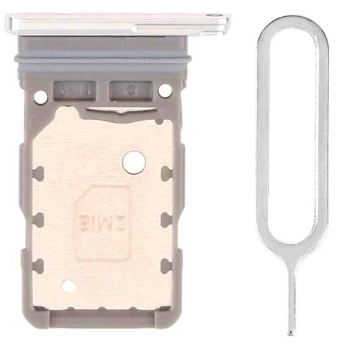 iReplaceParts - Bandeja SIM de repuesto con ranura de doble ranura de goma con bandeja SIM para Samsung Galaxy S21 / S21 Plus / S21 Ultra (plateado)