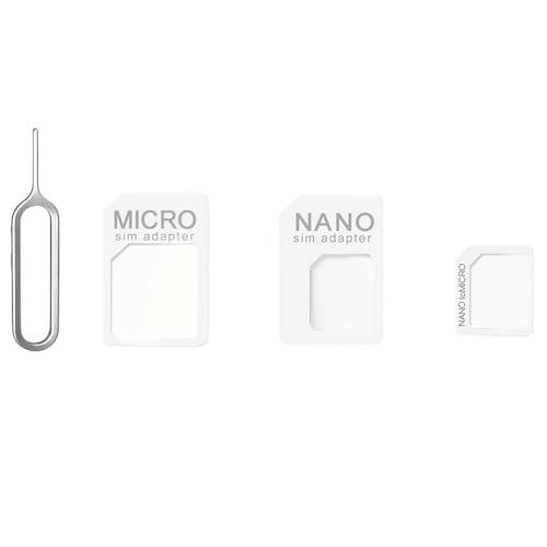 GXGM 4 Piezas Adaptador Tarjeta SIM, Adaptador SIM 4 en 1 Para Teléfono+ Pin con Tarjeta