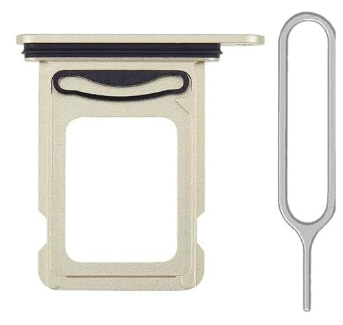 iReplaceParts - Bandeja SIM de repuesto para doble ranura SIM con herramienta de expulsión de bandeja SIM para iPhone 15 (61 pulgadas) y iPhone Plus (6.7 pulgadas) (amarillo)