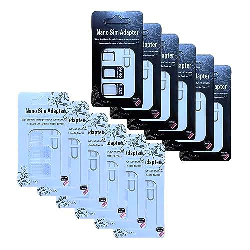 Kit de adaptador de tarjeta SIM, 12 unidades Nano Micro estándar 4 en 1 convertidor con herramienta de pin eyector