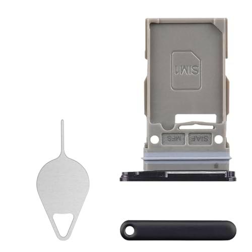 BESJMYT Bandeja de tarjeta SIM de repuesto para Samsung Galaxy S23 Ultra (versión SIM única) Phantom Black Card Tray Slot Holder adaptador con eyector de aguja para S23 Ultra SM-S918U SM-S918U1