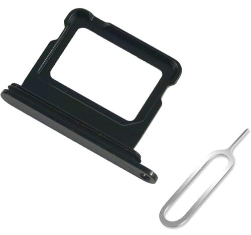 Bcmhub - Soporte de ranura para tarjeta SIM de repuesto para iPhone 16 y iPhone 16 Plus (versión Dual SIM) con anillo de sellado de goma impermeable y pin de expulsión abierto (negro)