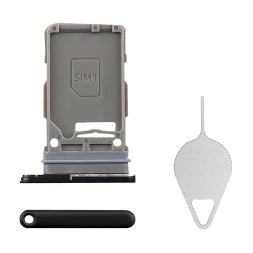BESJMYT Bandeja de repuesto para tarjeta SIM Samsung Galaxy S21 Ultra 5G (versión SIM única) Phantom Black Card Tray Slot Holder adaptador con eyector de aguja para S21 Ultra 5G SM-G998U SM-G998U1
