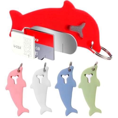 Juego de 5 herramientas de expulsión de tarjeta SIM con forma de delfín con almacenamiento