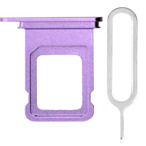 iReplaceParts - Bandeja SIM de repuesto para doble ranura de tarjeta SIM con herramienta eyectora de bandeja SIM para iPhone 12 (6.1 pulgadas) y iPhone 13 (6.1 pulgadas) (morado)