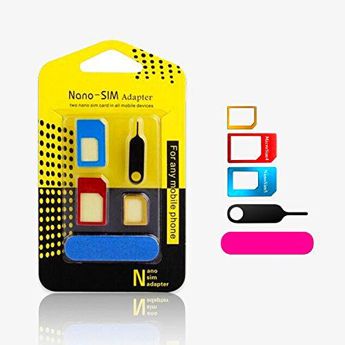 Refinado® 5 in1 kit de adaptador de tarjeta Nano Micro SIM estándar convertidor adaptador de tarjeta SIM lijadora con barra y bandeja abierta aguja