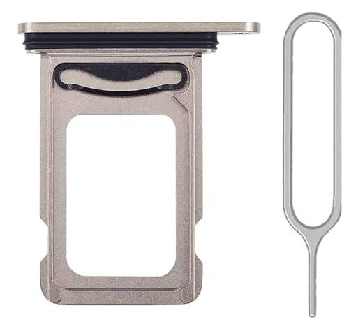 iReplaceParts - Bandeja SIM de repuesto para doble ranura SIM con herramienta de expulsión de bandeja SIM para iPhone 15 Pro (61 pulgadas) y iPhone 15 Pro Max (6.7 pulgadas) (plata)